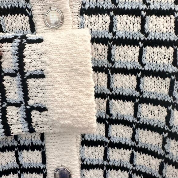 Veronica Beard Lavigne Sweater Jacket Size Large in Blue/White/Black Cotton XS - Picture 8 of 11